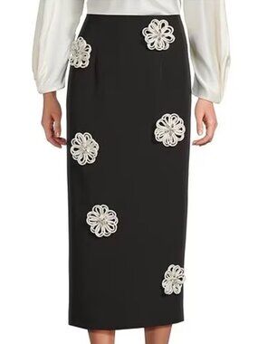 Antonio Melani Jolie Crepe Floral Applique Sheath Midi Skirt, US 2